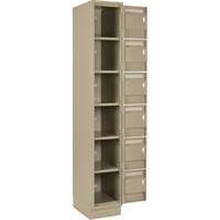 Clean Line Lockerette, 6 -tier, Bank of 4, 48" x 18" x 76", Steel, Beige, Rivet (Assembled) Fastek