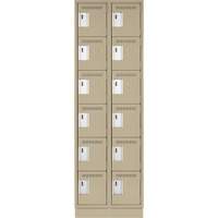 Clean Line Lockerette, 6 -tier, Bank of 2, 24" x 18" x 76", Steel, Beige, Rivet (Assembled) Fastek