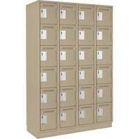 Clean Line Lockerette, 6 -tier, Bank of 4, 48" x 18" x 76", Steel, Beige, Rivet (Assembled) Fastek