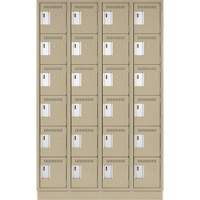 Clean Line Lockerette, 6 -tier, Bank of 4, 48" x 18" x 76", Steel, Beige, Rivet (Assembled) Fastek