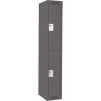 Clean Line Lockers, 2 -tier, 12" x 18" x 72", Steel, Charcoal, Rivet (Assembled) Fastek