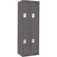 Clean Line Lockers, 2 -tier, Bank of 2, 24" x 18" x 72", Steel, Charcoal, Rivet (Assembled) Fastek