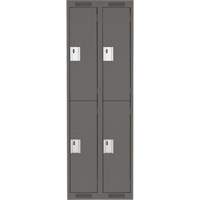 Clean Line Lockers, 2 -tier, Bank of 2, 24" x 18" x 72", Steel, Charcoal, Rivet (Assembled) Fastek