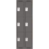 Clean Line Lockers, 3 -tier, Bank of 2, 24" x 18" x 72", Steel, Charcoal, Rivet (Assembled) Fastek
