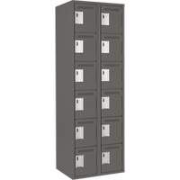 Clean Line Lockerette, 6 -tier, Bank of 2, 24" x 18" x 72", Steel, Charcoal, Rivet (Assembled) Fastek