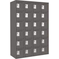 Clean Line Lockerette, 6 -tier, Bank of 4, 48" x 18" x 72", Steel, Charcoal, Rivet (Assembled) Fastek