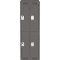Clean Line Lockers, 2 -tier, Bank of 2, 24" x 18" x 78", Steel, Charcoal, Rivet (Assembled) Fastek