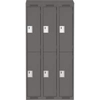 Clean Line Lockers, 2 -tier, Bank of 3, 36" x 18" x 78", Steel, Charcoal, Rivet (Assembled) Fastek