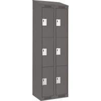 Clean Line Lockers, 3 -tier, Bank of 2, 24" x 18" x 78", Steel, Charcoal, Rivet (Assembled) Fastek