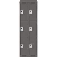 Clean Line Lockers, 3 -tier, Bank of 2, 24" x 18" x 78", Steel, Charcoal, Rivet (Assembled) Fastek