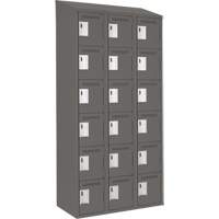 Clean Line Lockerette, 6 -tier, Bank of 3, 36" x 18" x 78", Steel, Charcoal, Rivet (Assembled) Fastek