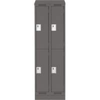 Clean Line Lockers, 2 -tier, Bank of 2, 24" x 18" x 82", Steel, Charcoal, Rivet (Assembled) Fastek