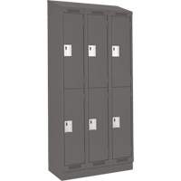 Clean Line Lockers, 2 -tier, Bank of 3, 36" x 18" x 82", Steel, Charcoal, Rivet (Assembled) Fastek