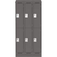 Clean Line Lockers, 2 -tier, Bank of 3, 36" x 18" x 82", Steel, Charcoal, Rivet (Assembled) Fastek