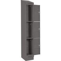 Clean Line Lockers, 3 -tier, Bank of 4, 48" x 18" x 82", Steel, Charcoal, Rivet (Assembled) Fastek
