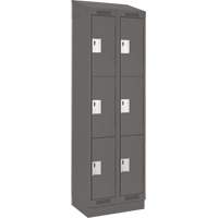Clean Line Lockers, 3 -tier, Bank of 2, 24" x 18" x 82", Steel, Charcoal, Rivet (Assembled) Fastek