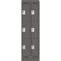 Clean Line Lockers, 3 -tier, Bank of 2, 24" x 18" x 82", Steel, Charcoal, Rivet (Assembled) Fastek