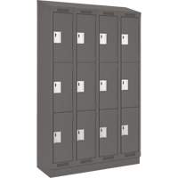 Clean Line Lockers, 3 -tier, Bank of 4, 48" x 18" x 82", Steel, Charcoal, Rivet (Assembled) Fastek