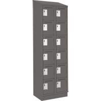Clean Line Lockerette, 6 -tier, Bank of 2, 24" x 18" x 82", Steel, Charcoal, Rivet (Assembled) Fastek