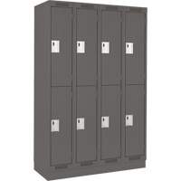 Clean Line Lockers, 2 -tier, Bank of 4, 48" x 18" x 76", Steel, Charcoal, Rivet (Assembled) Fastek