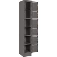Clean Line Lockerette, 6 -tier, Bank of 4, 48" x 18" x 76", Steel, Charcoal, Rivet (Assembled) Fastek