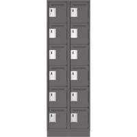 Clean Line Lockerette, 6 -tier, Bank of 2, 24" x 18" x 76", Steel, Charcoal, Rivet (Assembled) Fastek