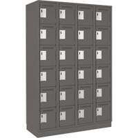 Clean Line Lockerette, 6 -tier, Bank of 4, 48" x 18" x 76", Steel, Charcoal, Rivet (Assembled) Fastek