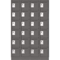 Clean Line Lockerette, 6 -tier, Bank of 4, 48" x 18" x 76", Steel, Charcoal, Rivet (Assembled) Fastek
