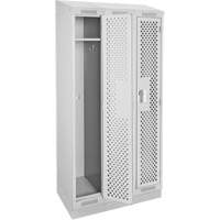 Clean Line Lockers, Bank of 3, 36" x 12" x 82", Steel, Grey, Rivet (Assembled), Perforated Fastek