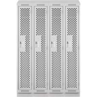 Clean Line Lockers, Bank of 4, 48" x 12" x 82", Steel, Grey, Rivet (Assembled), Perforated Fastek