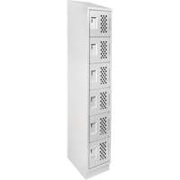 Assembled Lockerettes Clean Line Perforated Economy Lockers, 6 -tier, 18" x 72" x 12", Steel Fastek