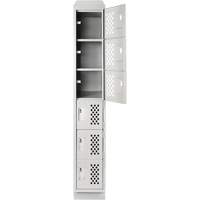 Assembled Lockerettes Clean Line Perforated Economy Lockers, 6 -tier, 18" x 72" x 12", Steel Fastek