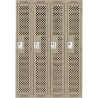 Clean Line Lockers, Bank of 4, 48" x 15" x 72", Steel, Beige, Rivet (Assembled), Perforated Fastek