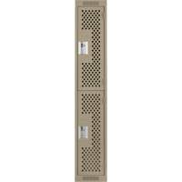 Clean Line Lockers, 2 -tier, 12" x 15" x 72", Steel, Beige, Rivet (Assembled), Perforated Fastek