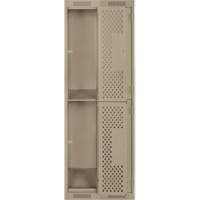 Clean Line Lockers, 2 -tier, Bank of 2, 24" x 15" x 72", Steel, Beige, Rivet (Assembled), Perforated Fastek