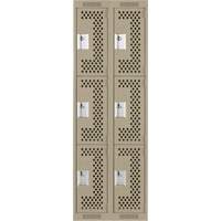 Casiers Clean Line, 3 niveaux, Bloc de 2, 24" x 12" x 72", Acier, Beige, Rivet (assembl&eacute;), Perfor&eacute; Fastek