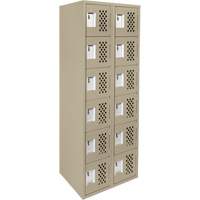 Assembled Lockerettes Clean Line Perforated Economy Lockers, 6 -tier, Bank of 2, 18" x 72" x 12", Steel Fastek