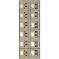 Assembled Lockerettes Clean Line Perforated Economy Lockers, 6 -tier, Bank of 2, 18" x 72" x 12", Steel Fastek