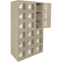 Assembled Lockerettes Clean Line Perforated Economy Lockers, 6 -tier, Bank of 3, 18" x 72" x 12", Steel Fastek