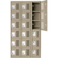 Assembled Lockerettes Clean Line Perforated Economy Lockers, 6 -tier, Bank of 3, 18" x 72" x 12", Steel Fastek