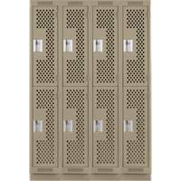 Casiers Clean Line, 2 niveaux, Bloc de 4, 48" x 15" x 76", Acier, Beige, Rivet (assembl&eacute;), Perfor&eacute; Fastek