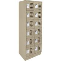 Assembled Lockerettes Clean Line Perforated Economy Lockers, 6 -tier, Bank of 2, 18" x 72" x 12", Steel Fastek
