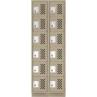 Assembled Lockerettes Clean Line Perforated Economy Lockers, 6 -tier, Bank of 2, 18" x 72" x 12", Steel Fastek