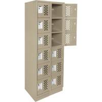 Assembled Lockerettes Clean Line Perforated Economy Lockers, 6 -tier, Bank of 2, 18" x 72" x 12", Steel Fastek