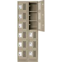 Assembled Lockerettes Clean Line Perforated Economy Lockers, 6 -tier, Bank of 2, 18" x 72" x 12", Steel Fastek