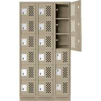 Assembled Lockerettes Clean Line Perforated Economy Lockers, 6 -tier, Bank of 3, 18" x 72" x 12", Steel Fastek