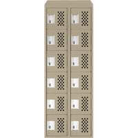 Assembled Lockerettes Clean Line Perforated Economy Lockers, 6 -tier, Bank of 2, 18" x 72" x 12", Steel Fastek