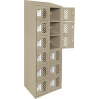 Assembled Lockerettes Clean Line Perforated Economy Lockers, 6 -tier, Bank of 2, 18" x 72" x 12", Steel Fastek