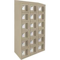 Assembled Lockerettes Clean Line Perforated Economy Lockers, 6 -tier, Bank of 3, 18" x 72" x 12", Steel Fastek