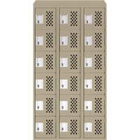 Assembled Lockerettes Clean Line Perforated Economy Lockers, 6 -tier, Bank of 3, 18" x 72" x 12", Steel Fastek